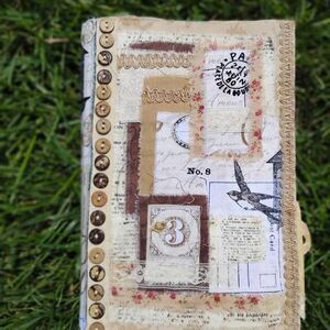 Handmade Neutral Junk Journal – Vintage Book Cover | Lightly Embellished